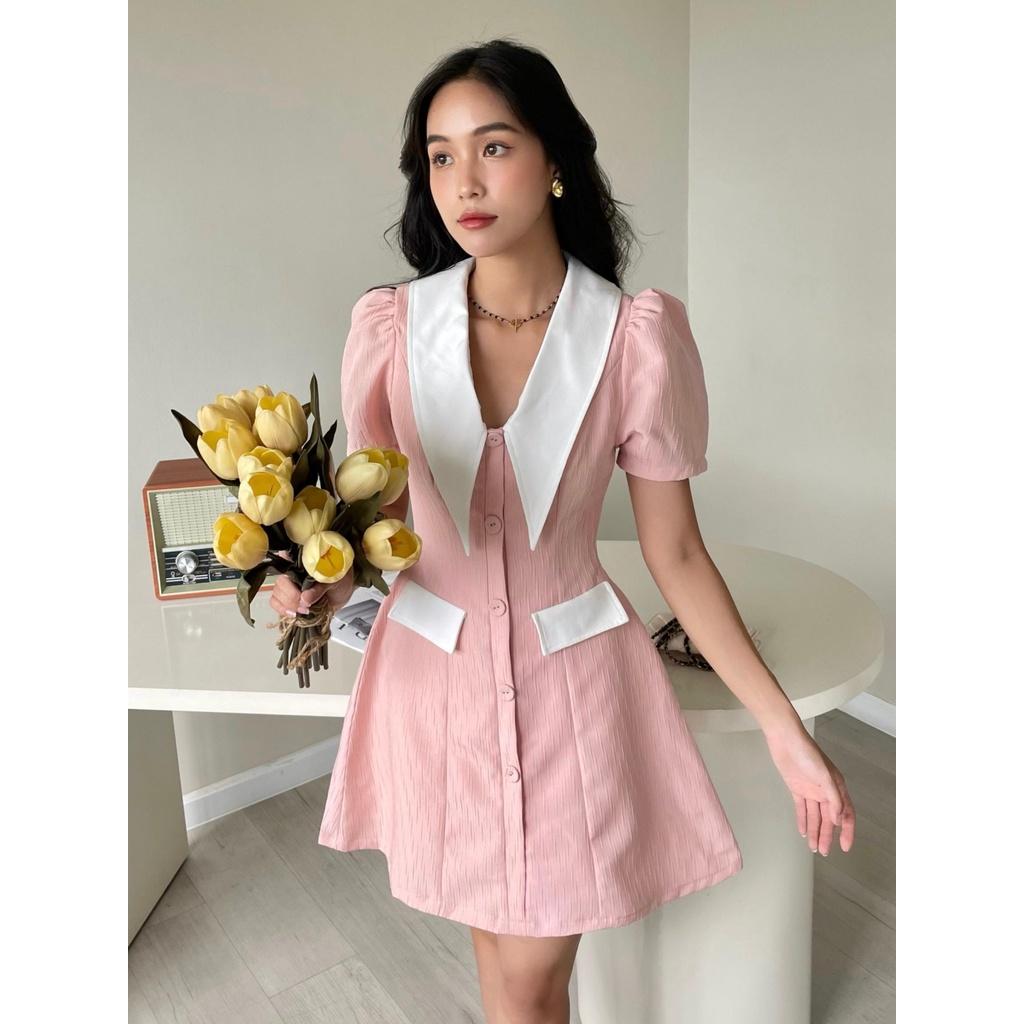 RECHIC Đầm Ngắn Rissy cổ vạt to dáng chữ A trẻ trung thanh lịch phù hợp đi làm dạo phố