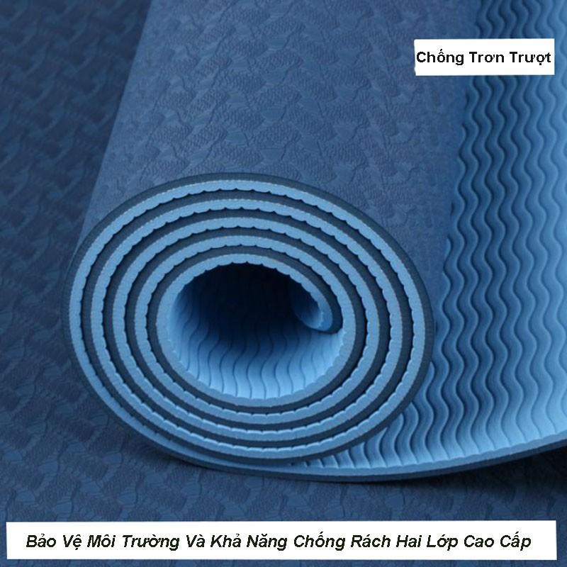 Thảm Tập Yoga TPE 2 Lớp 6mm Siêu Bền, Thảm Yoga Hàng Cao Cấp Chuyên Dùng Cho Phòng Tập Y11