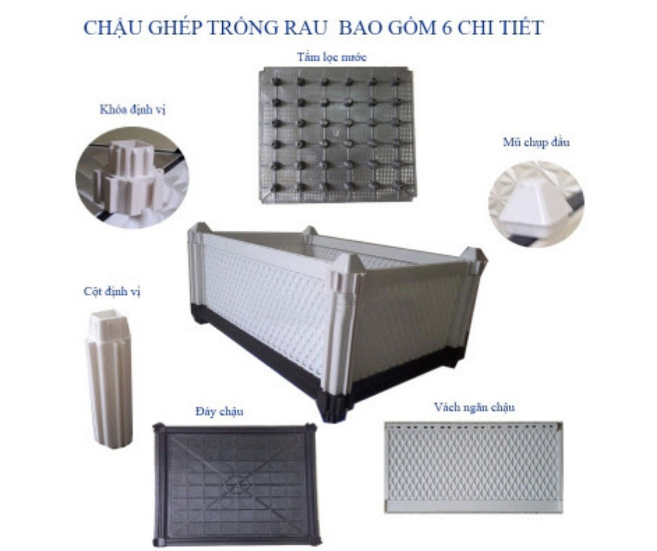 Chậu ghép trồng rau thông minh (50x50x50cm)