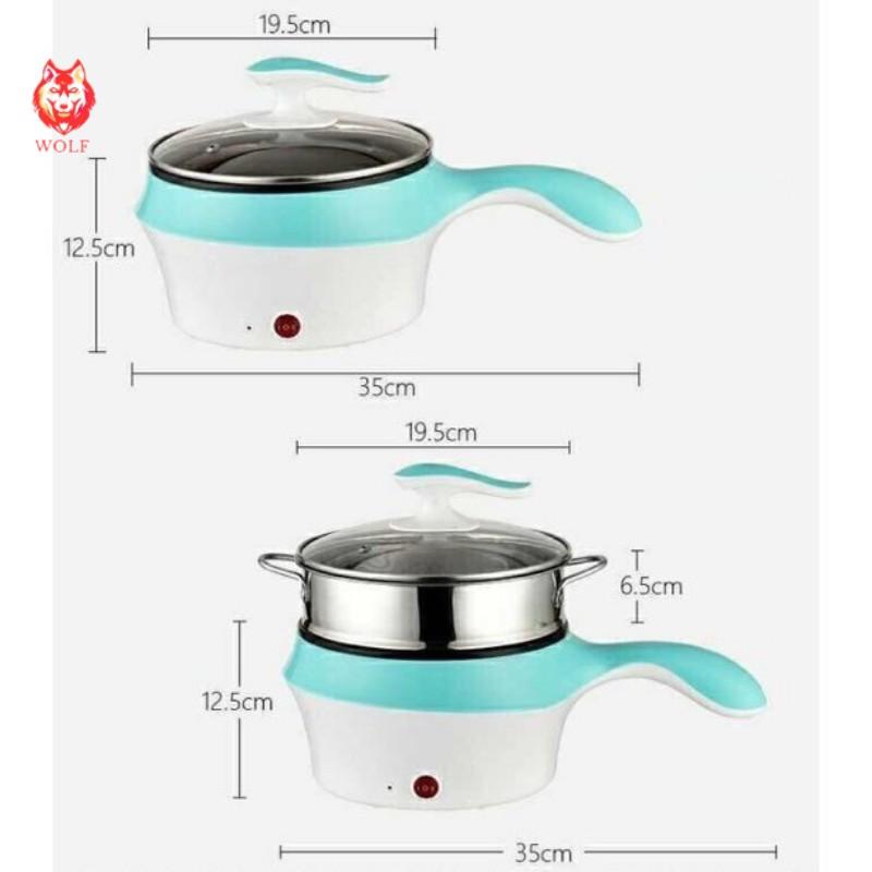 Ca nấu mì siêu tốc, nồi nấu đa năng mini siêu tốc 18cm + Tặng kèm khay hấp