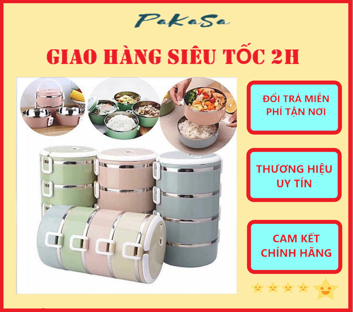 Hộp Cơm ( Cà Mèn ) Giữ Nhiệt Nhiều Tầng Có Thể Tách Rời Thành 1/2/3 Tầng Tùy Theo Nhu Cầu Mỗi Lần Sử Dụng - Hàng Chính Hãng