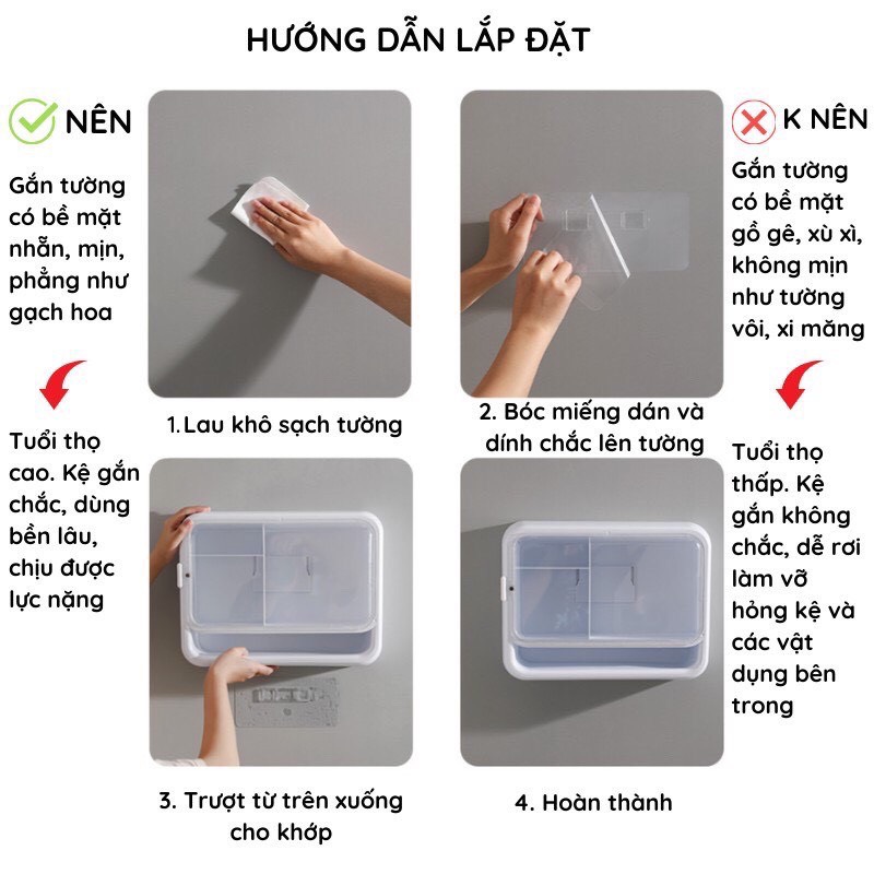 Kệ đựng đồ dùng LSM BOX, đựng mỹ phẩm treo tường - kiêm tủ đựng th uốc gia đình sang trọng