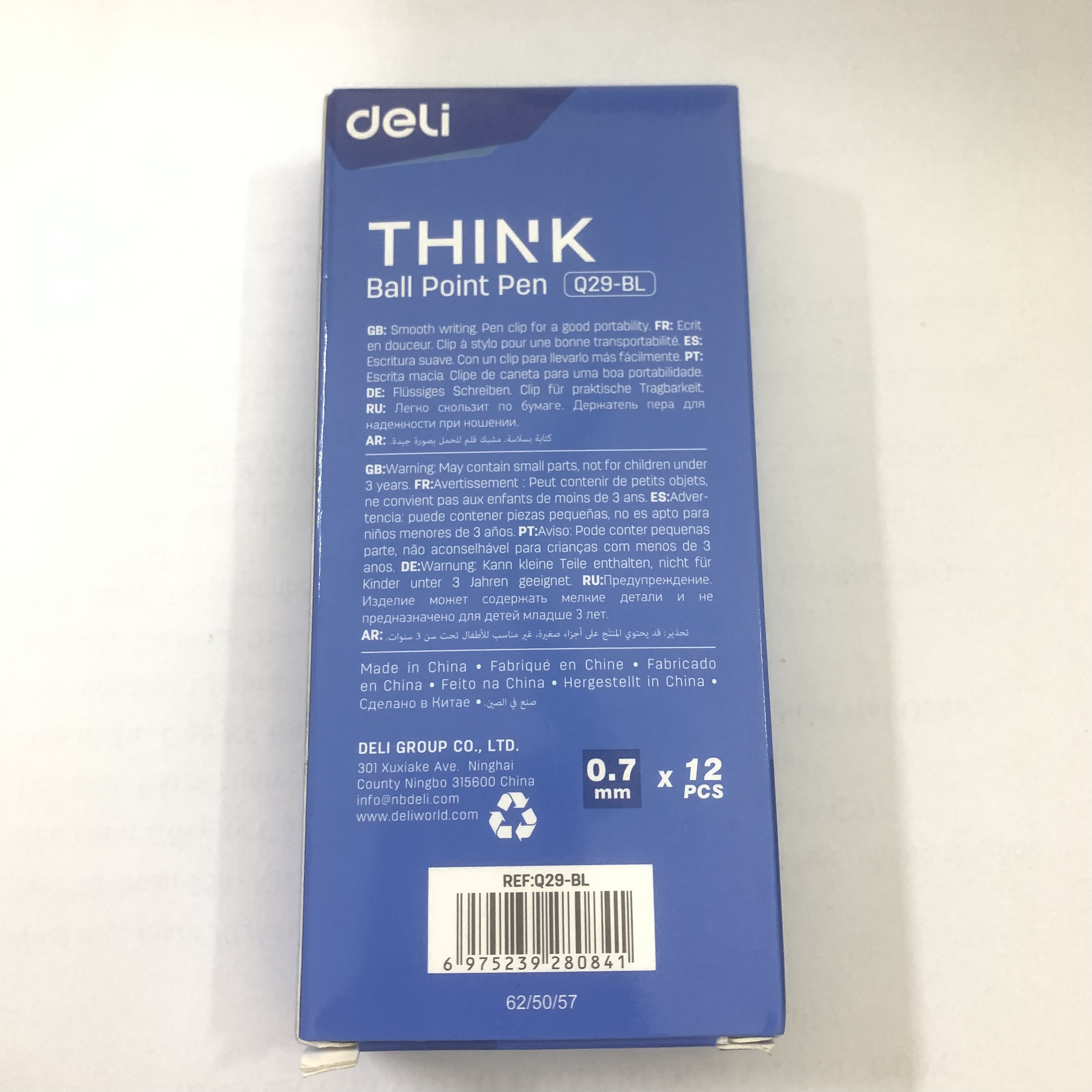 Hộp 12 Bút bi Deli Q29-BL Nét 0.7mm