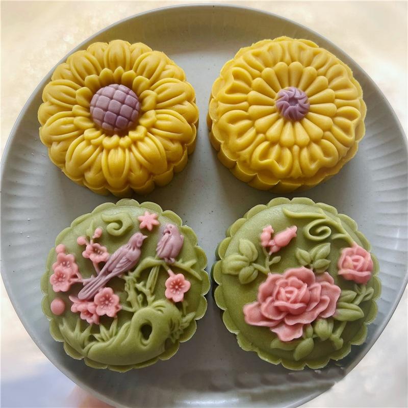 Khuôn bánh trung thu 3D 150g - 200g 4 mặt mã HD