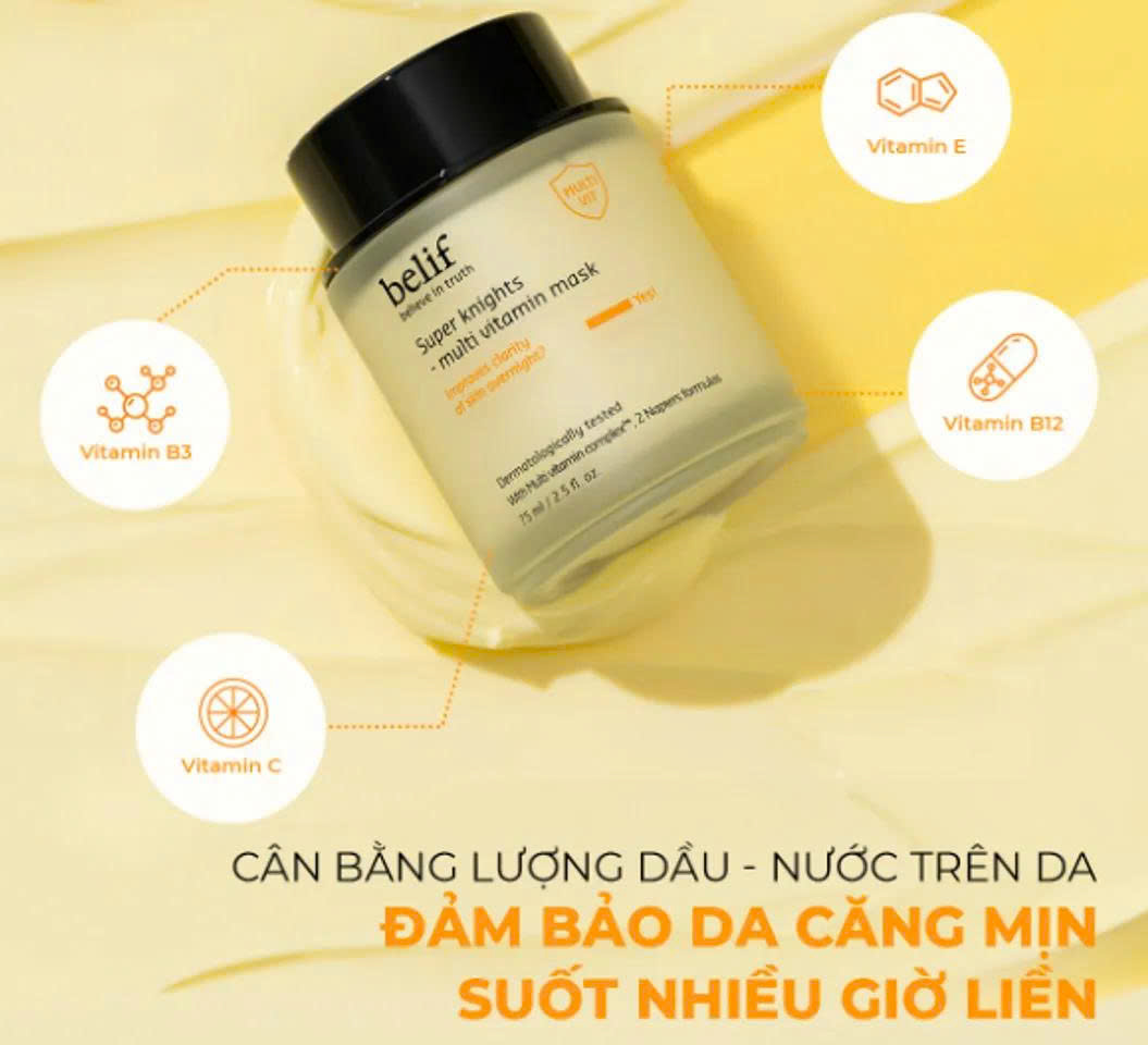Set Mặt Nạ Ngủ Dưỡng Ẩm Phục Hồi Da Chuyên Sâu Belif Multi Vitamin Mask