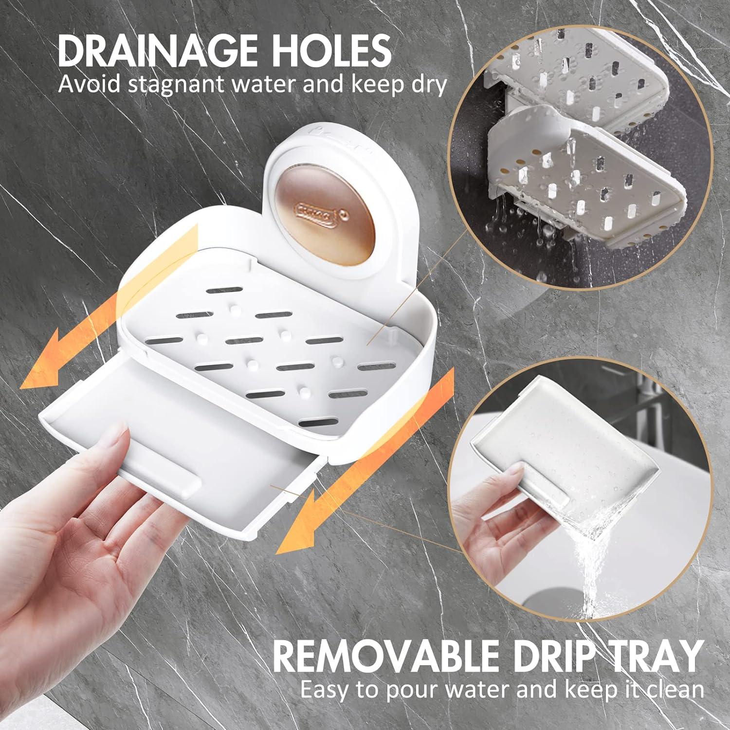 Lớp gấp đôi với cốc hút cho vòi hoa sen, giá treo tường cho phòng tắm, bồn tắm và bồn rửa nhà bếp, không khoan và dễ dàng làm sạch, tự thoát ra để giữ khô