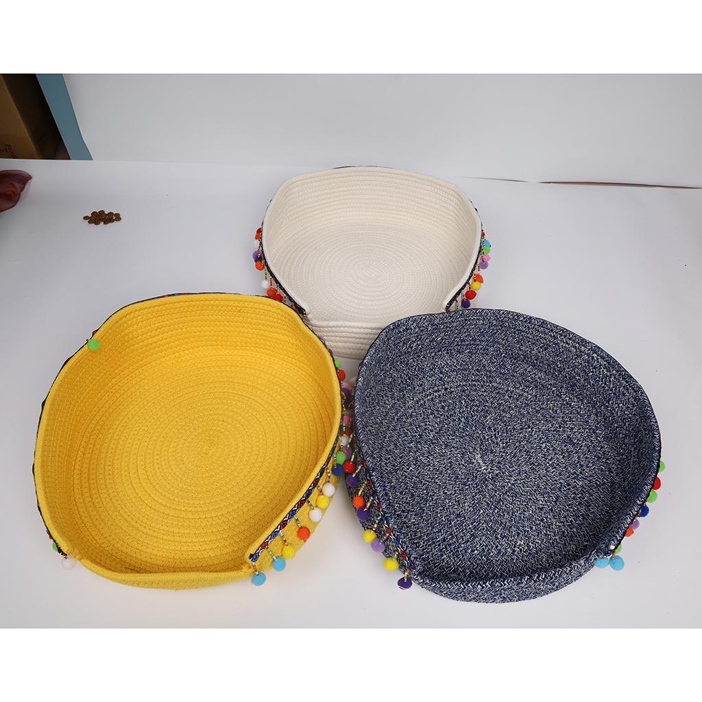 Hand Made Cotton Rope Round Woven Bed for Cat/Dog/Pet Sleeping & Playing, for Summer Winter