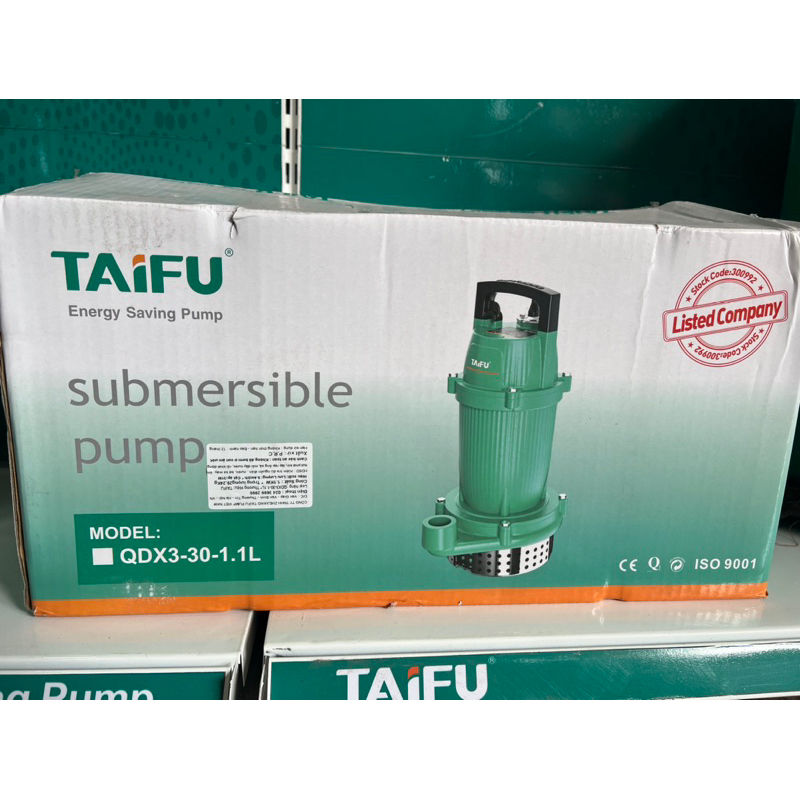 Máy bơm chìm đẩy cao 1.1Kw cổ 25 Thân nhôm sơn tĩnh điện, không ngâm dầu TAIFU QDX3-30-1.1L - Bảo hành 1 năm