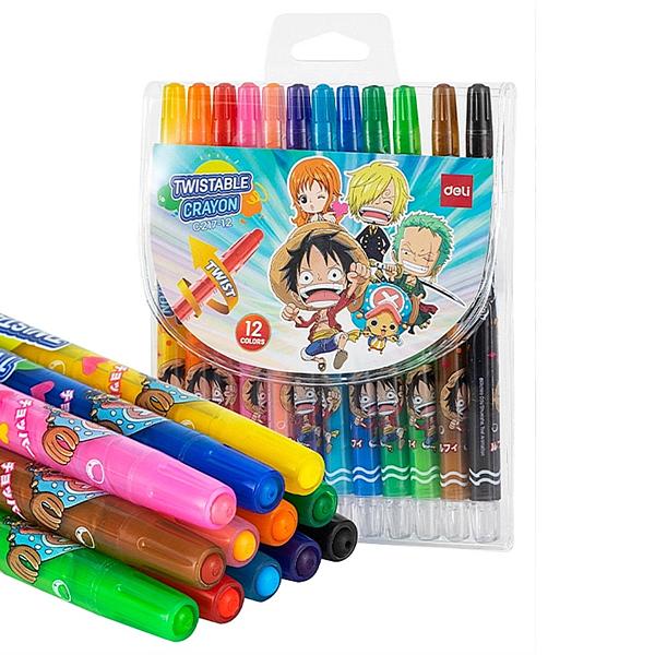 Vỉ 12 Bút Sáp Vặn Dài One Piece - Deli EC217-12