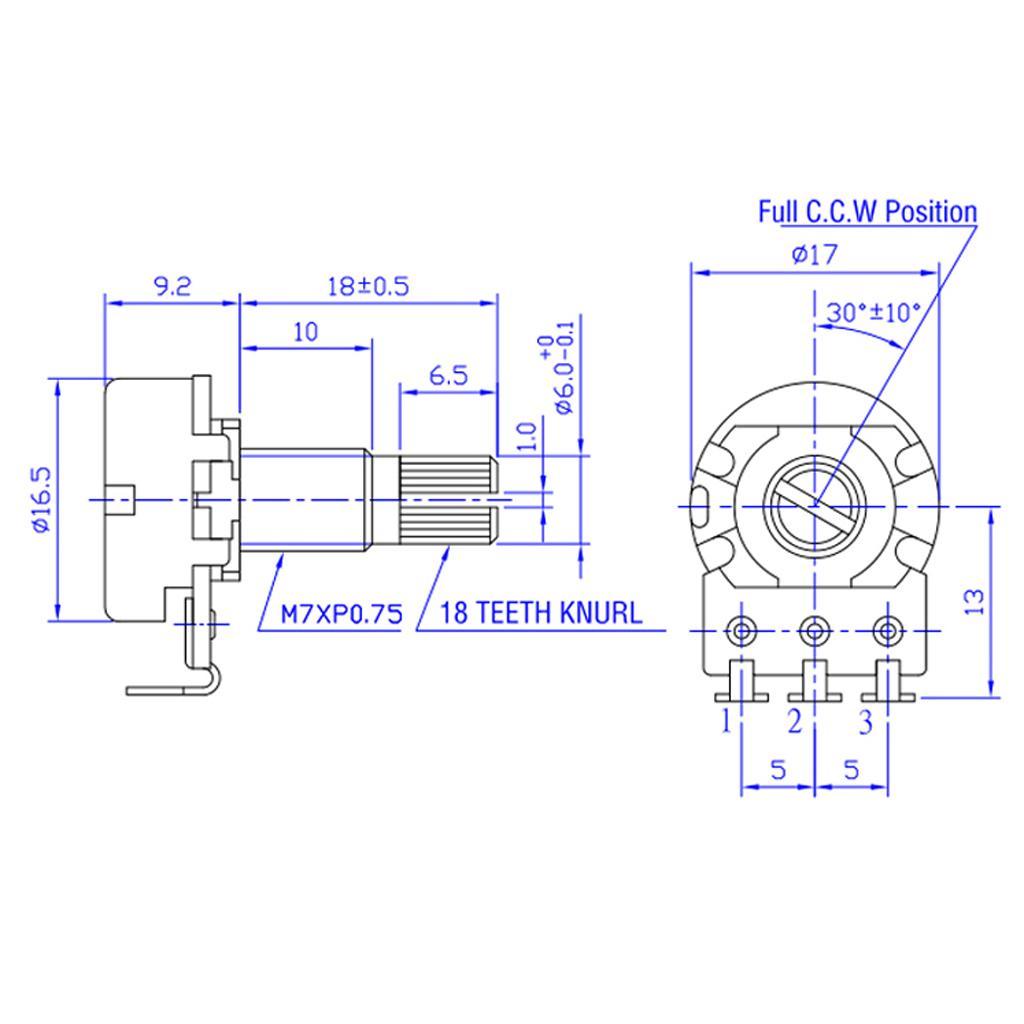 4X Full Size Split Volume &   Pot Control Audio Taper Potentiometer Set New
