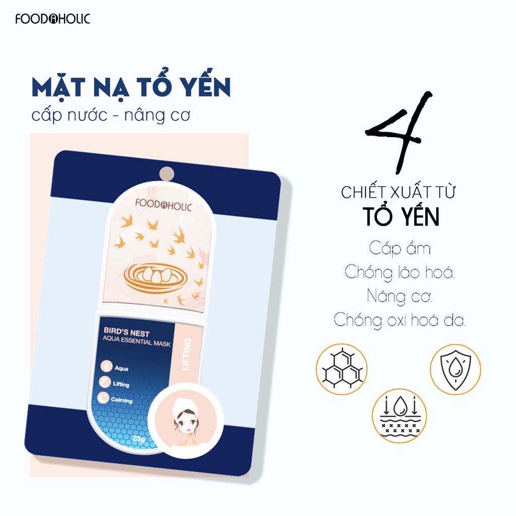 Mặt Nạ FOODAHOLIC Chiết Xuất Tổ Yến Cấp Nước, Nâng Cơ 23g - Sản Phẩm Chính Hãng Tại Zitore