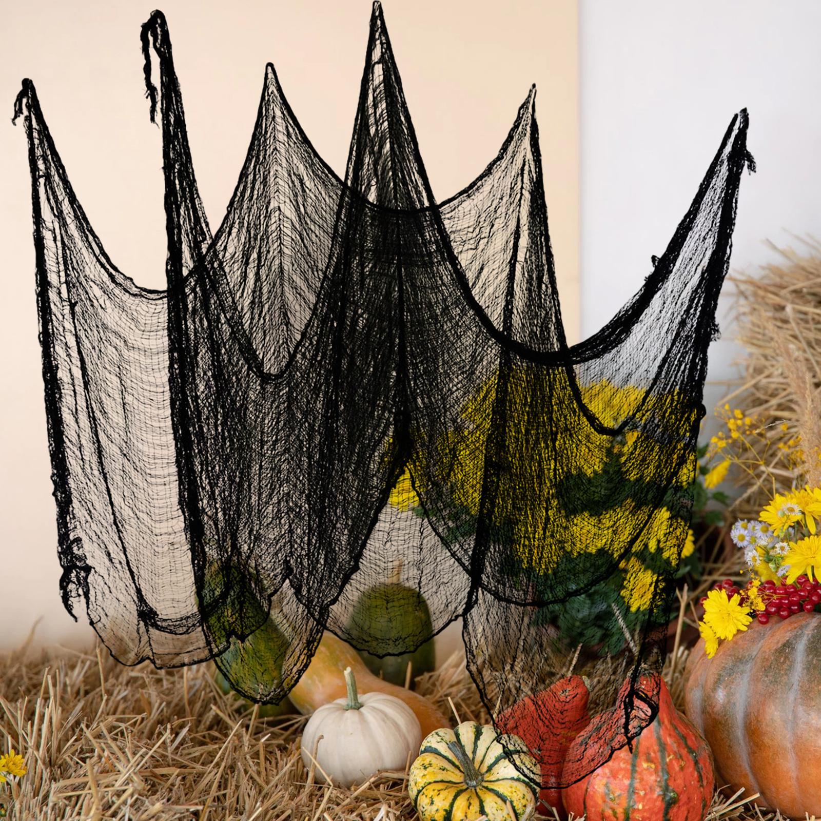 Halloween Black Creepy Cloth Spooky Cloth Decor DIY Gifts Props Outdoor Hanging Scary Gauze Spooky Halloween Decoration for Walls Gates