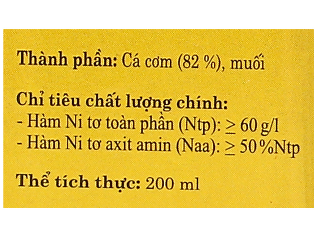 Nước mắm Cá Cơm 60 ĐỘ ĐẠM, 584 Nha Trang, Chai thủy tinh 200ml, Date luôn mới