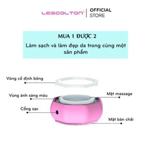 Máy rửa mặt cầm tay mini Lescolton thế hệ mới 4 chức năng đẩy tinh chất, massage, nâng cơ, rửa mặt