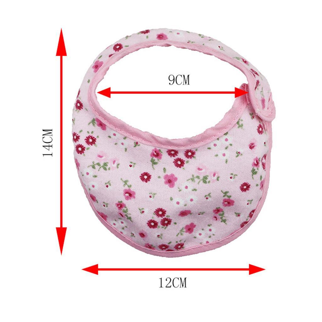 Pretty Baby Doll Bib Burp Set Little Flowers Printed Saliva Bib for 18'' Zapf Doll Pink