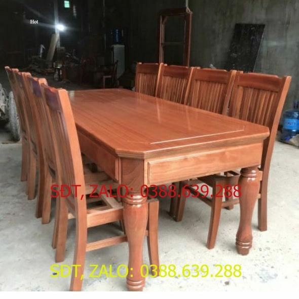 Bộ Bàn Ăn 80 x 1m6 Bàn Hộp, Ghế 9 Nan Gỗ X.O.A.N Đ.À.O ( Cao Cấp)