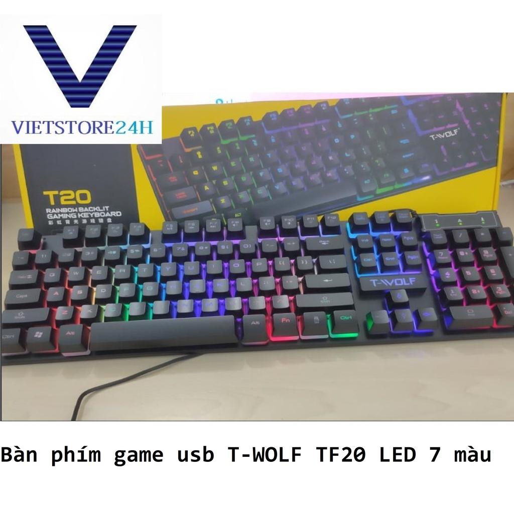 Bàn phím game usb T-WOLF TF20 LED 7 màu