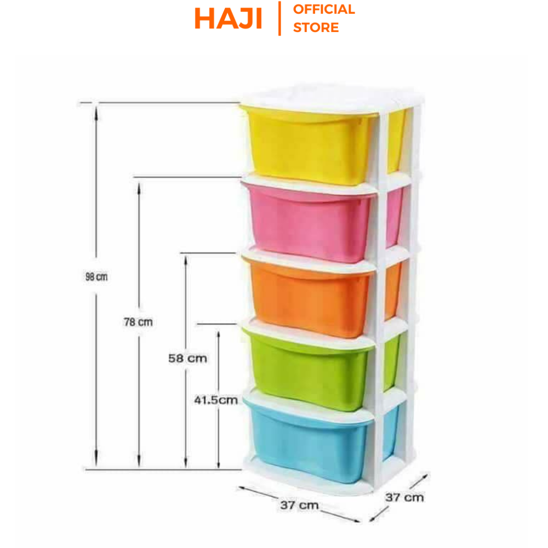 Tủ nhựa 5 tầng đa năng tiết kiệm không gian có bánh xe di chuyển đễ dàng thương hiệu HAJI NA23