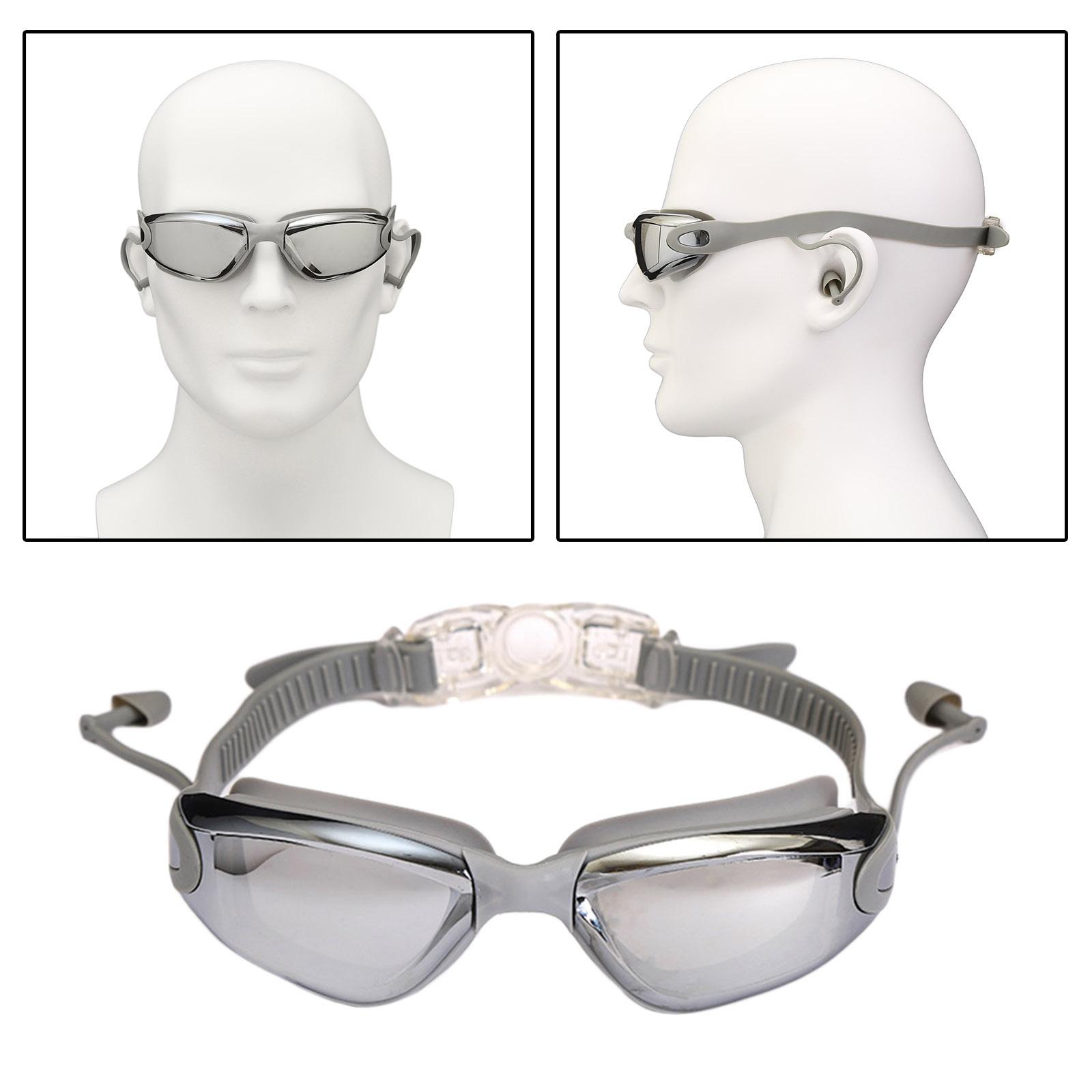 Swimming Goggles UV Protection Anti-fog Earplugs Swim Goggles Gray