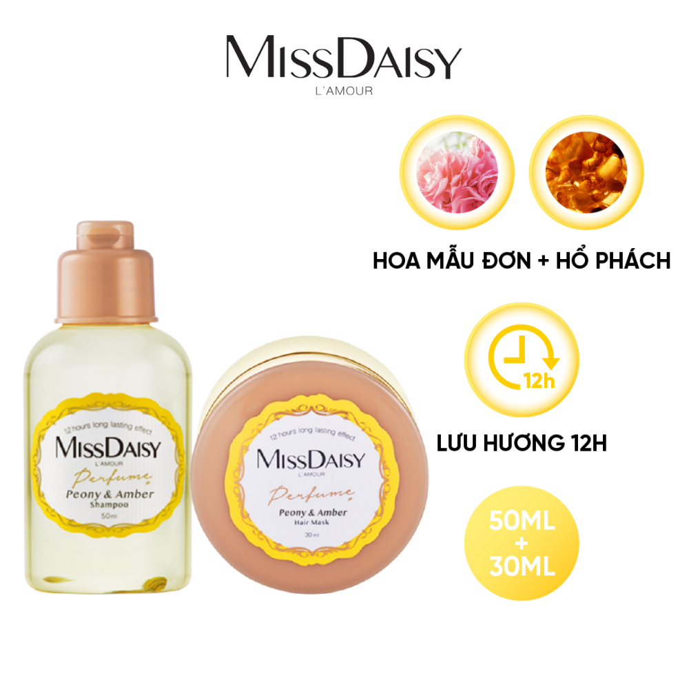 Bộ Chăm Sóc Tóc Mini Hương Nước Hoa MISSDAISY Chiết Xuất Mẫu Đơn &amp; Hổ Phách Trắng