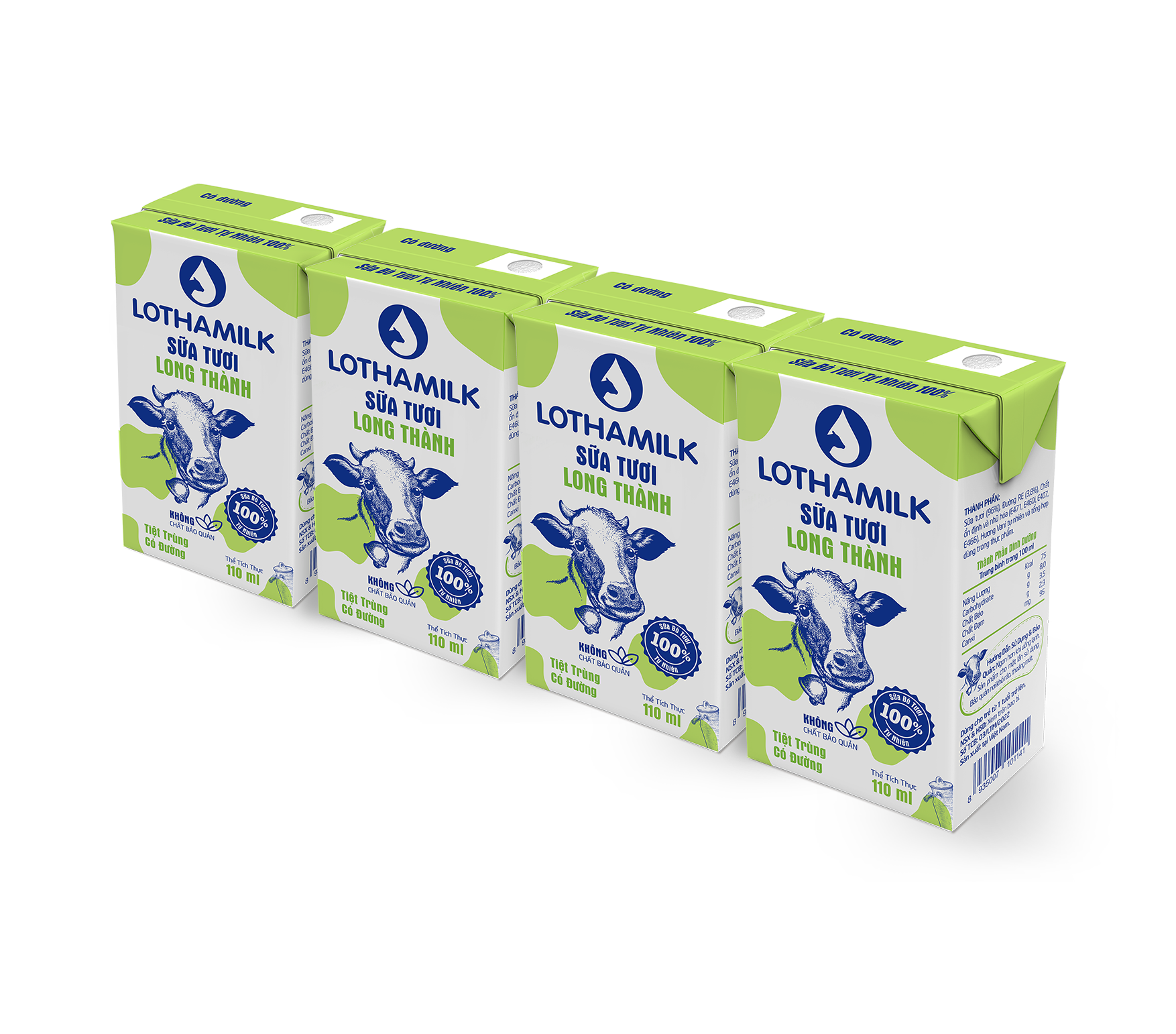 Thùng 48 hộp sữa tươi tiệt trùng Lothamilk có đường (110ml/hộp)