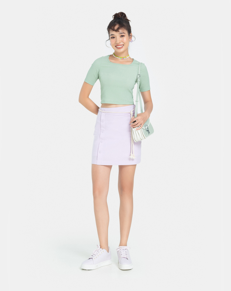 Váy Ngắn Thời Trang JUNO Mini Hàng Nút Lệch JNVNG007