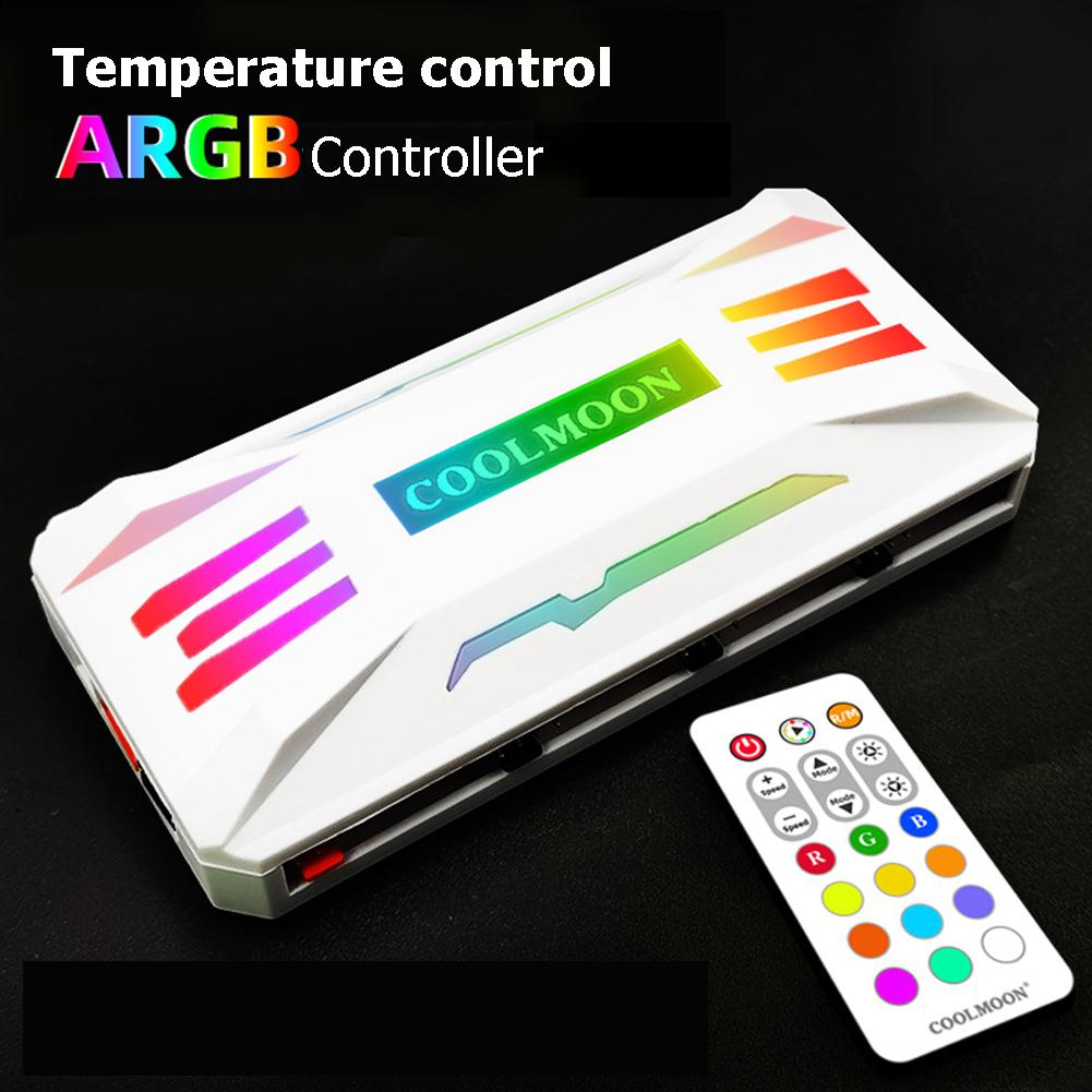 RGB Controller 4Pin PWM 5V 3Pin ARGB Cooling Fan Smart Intelligent Remote Control for Asus/MSI/Gigabyte/ASRock Case Chassis