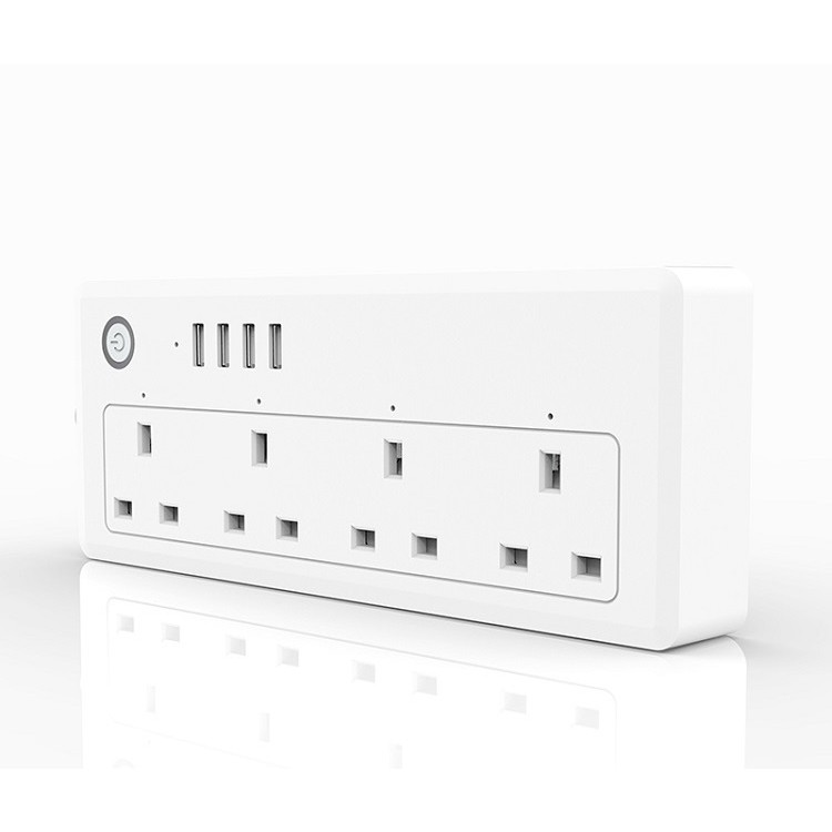 Ổ cắm ĐKTX Wifi 4 ổ cắm với 4 công tắc