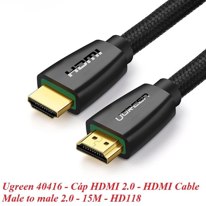 Ugreen UG40416HD118TK 15M màu Đen Cáp tín hiệu HDMI chuẩn 2.0 hỗ trợ phân giải 4K - HÀNG CHÍNH HÃNG