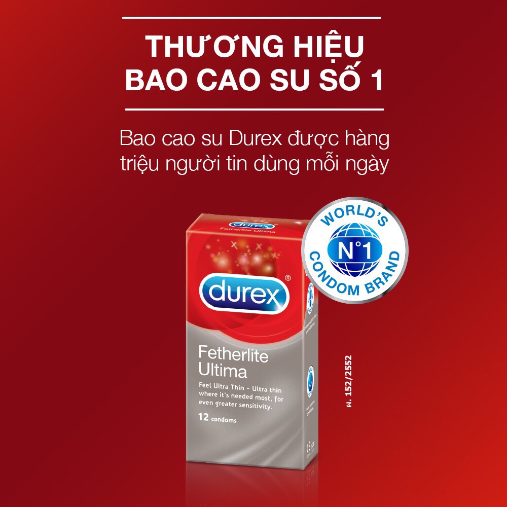 Bao cao su Durex Fetherlite Ultima 12 bao / hộp + Tặng 1 Bao cao su INNOVA Siêu gai