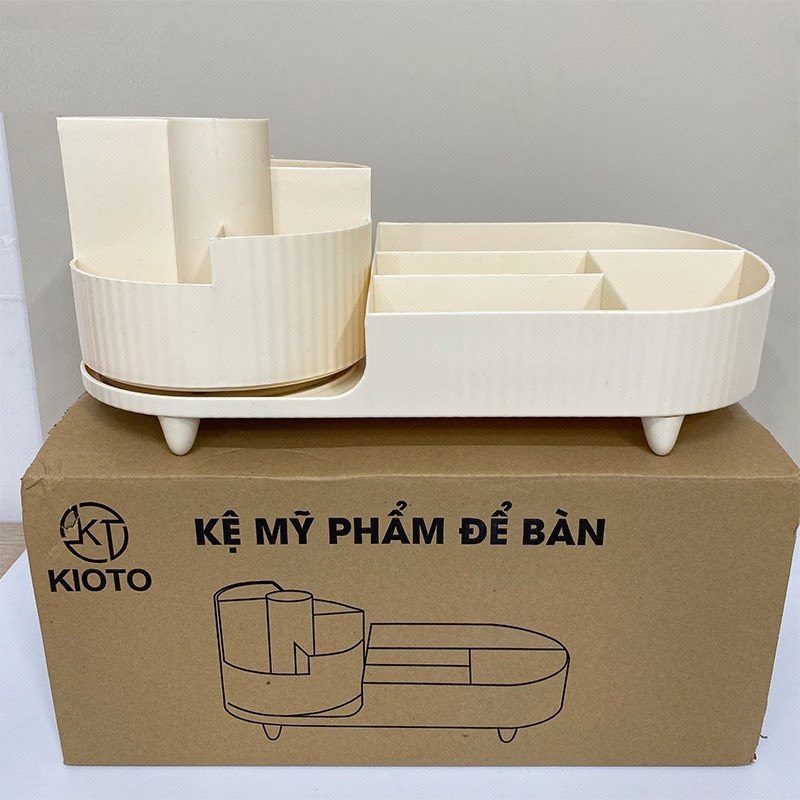 Kệ Mỹ Phẩm Xoay 360 Độ Để Bàn Có Nhiều Ngăn Đa Dụng