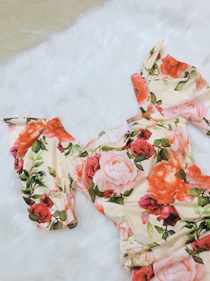 Đầm Body Nhún In Hoa 3D - Hậu Nguyễn Store