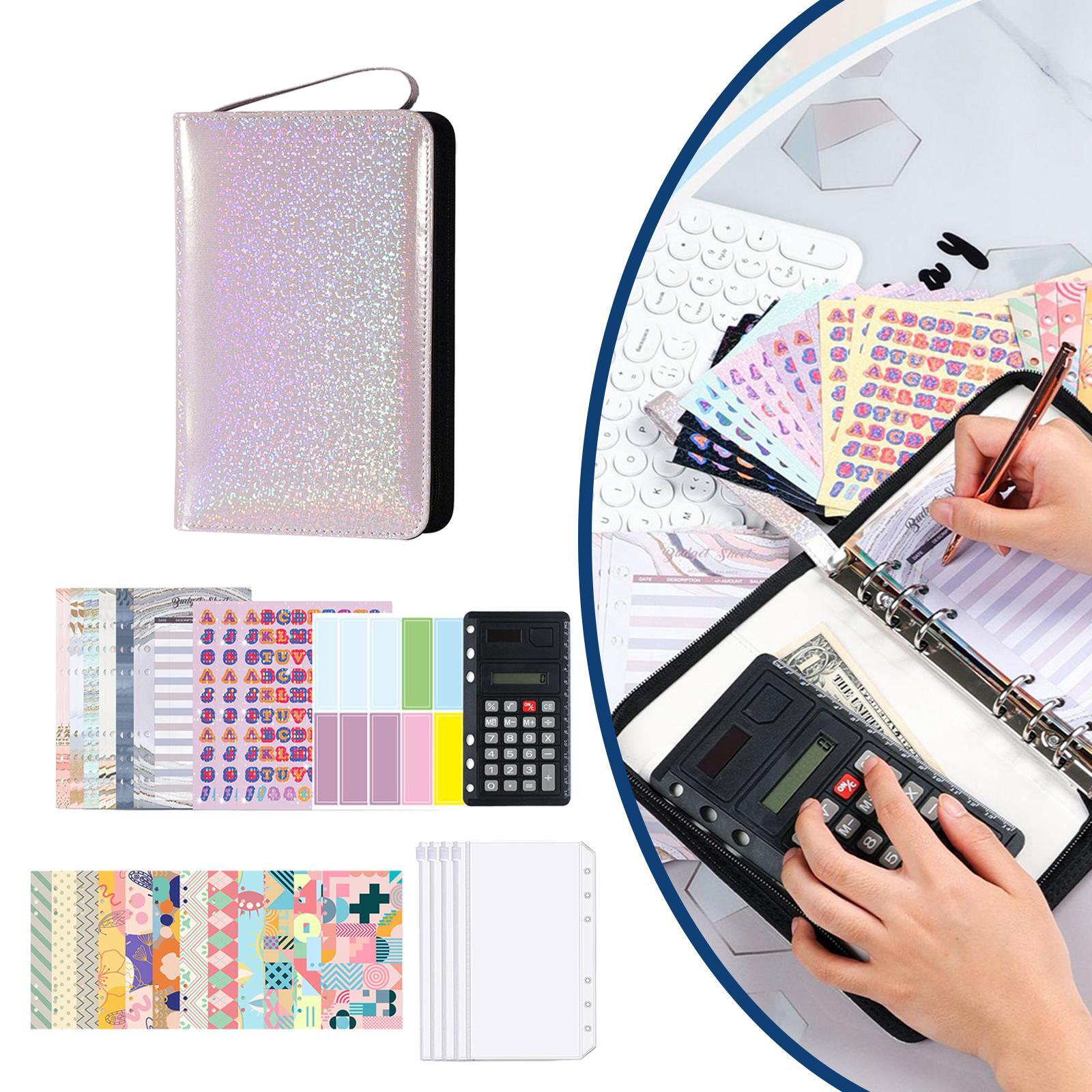 Budget Binder, A6 PU Money Saving Wallet, Refillable Ring Binder Notebook, with Binder Pockets, Stickers, Cash Envelopes for for Budget Planner