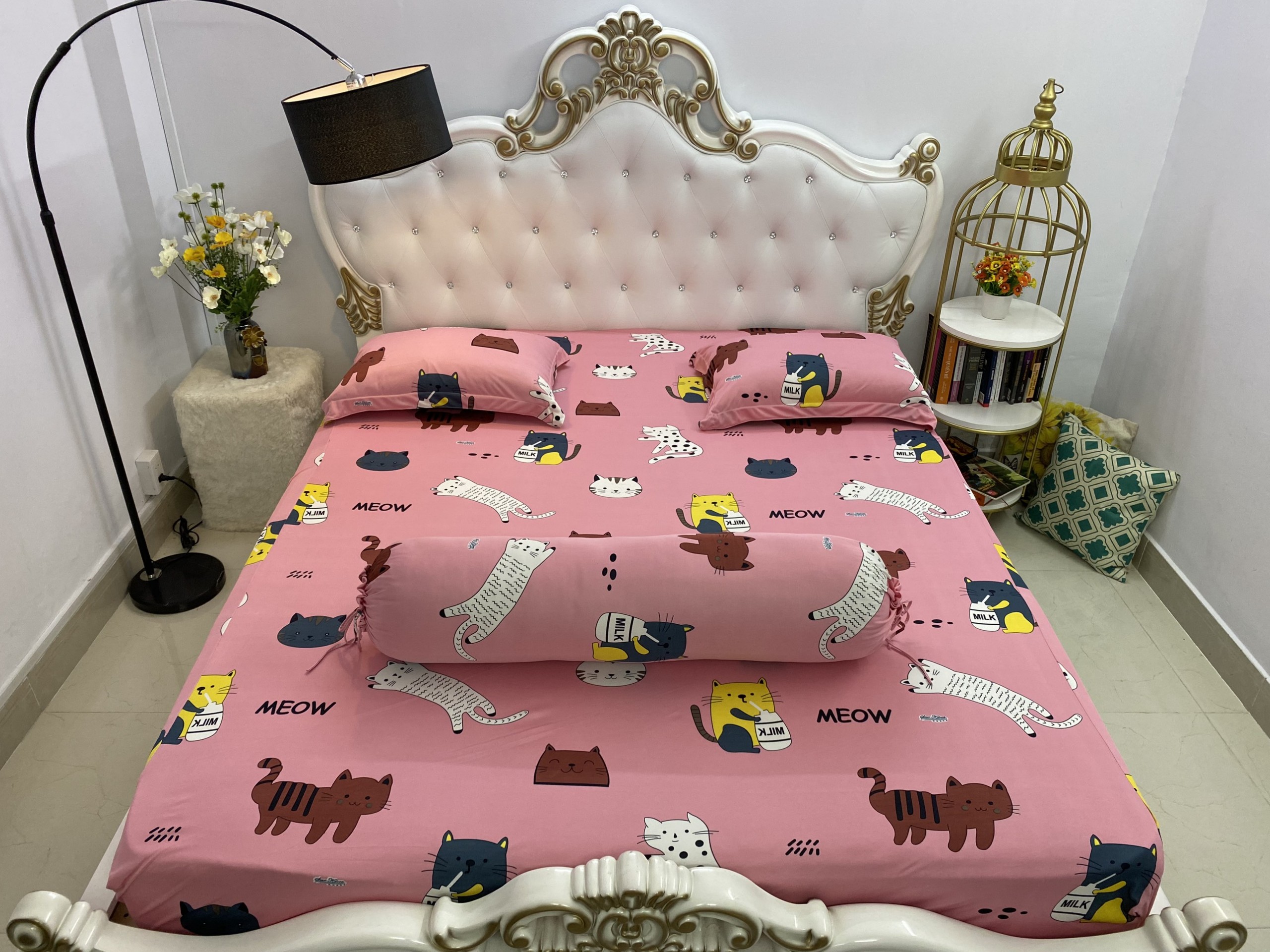 Bộ Drap Thun Hàn Quốc mát lạnh drap và 3 áo gối