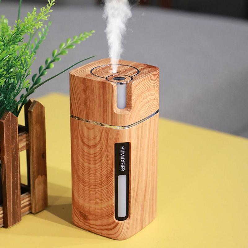 Mini Di Động Vân Gỗ Máy Tạo Độ Ẩm Không Khí USB Thoáng Mát Phun Sương Tạo Hương Thơm Khuếch Tán Tinh Dầu