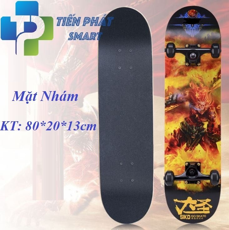 Ván Trượt Mặt Nhám Chống Trơn Trượt 80cm x 20cm, Tải trọng 150kg, Ván Trượt Gỗ Dành Cho Người Lớn Và Trẻ Em