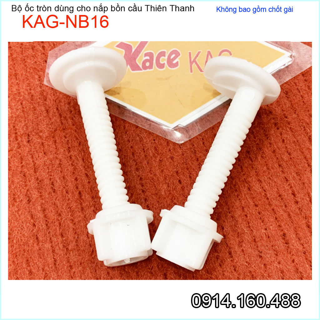 Ốc nắp bồn cầu Thiên Thanh KAG-NB16 dài 7cm, 1 cặp ốc nắp đậy bàn cầu Classic nhựa trắng-ốc nắp cầu loại tốt