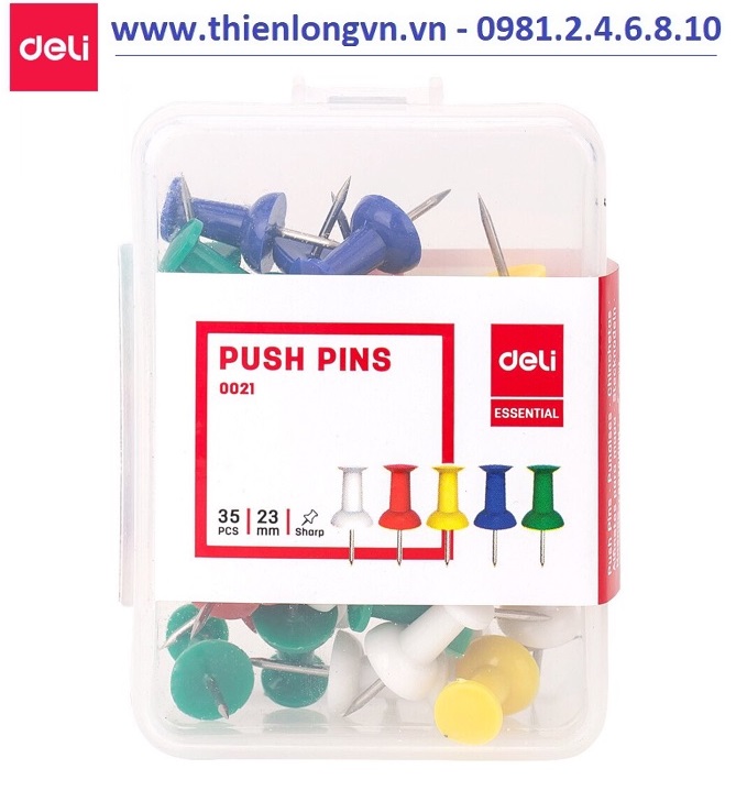 Combo 5 hộp Ghim mũ nhựa màu Deli - E0021