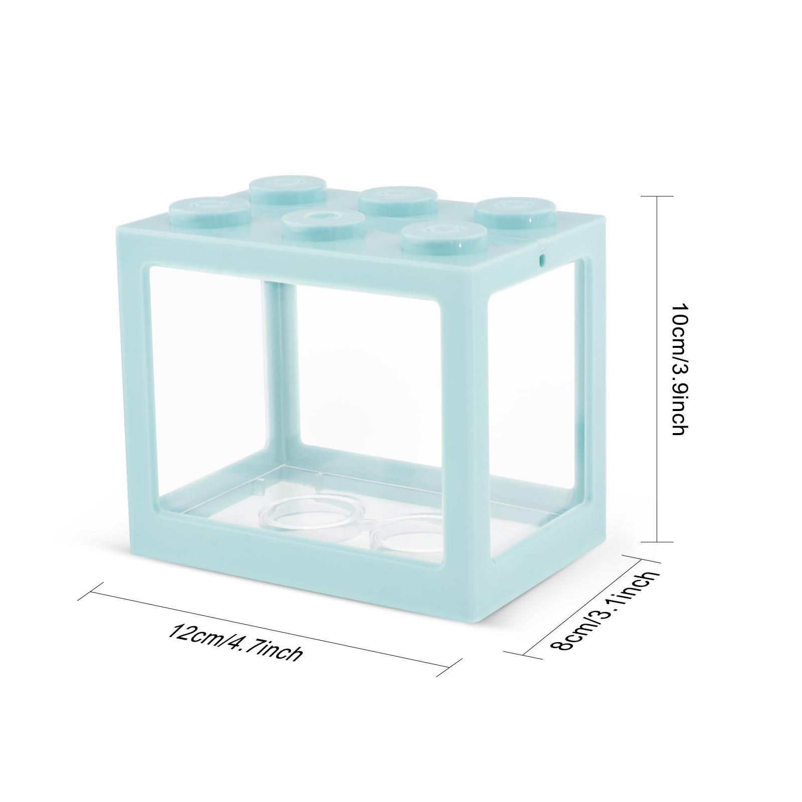 2X Mini Fish Tank LED Light Clear Ornament Aquarium Office Desktop Decor Blue