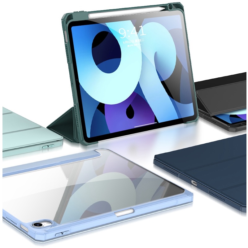 Bao da chống sốc dành cho iPad Air 5 2022 10.9 inch có ngăn đựng bút chính hãng Mutural Folio lưng trong suốt - Hàng chính hãng