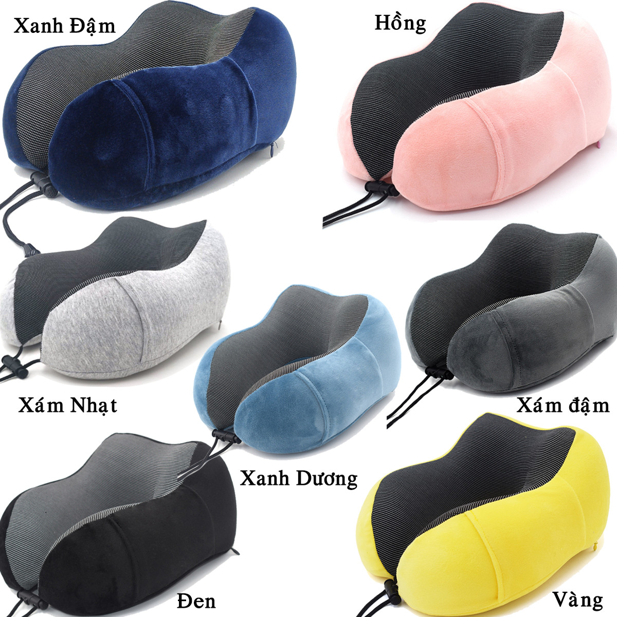 Gối Ngủ Văn Phòng Du Lịch + Kèm Bịt Mắt, Bịt Tai – Gối Ngủ Chữ U Chất Liệu Memory Foam Chính Hãng miDoctor