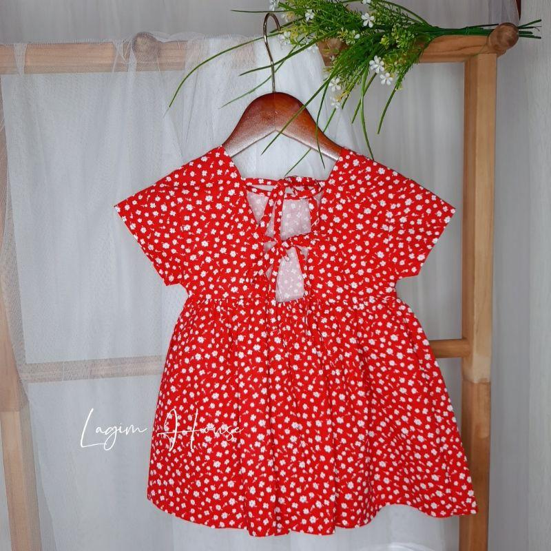 Váy Babydoll Buộc Dây Lưng Sau Cho Bé Gái- Lagim House