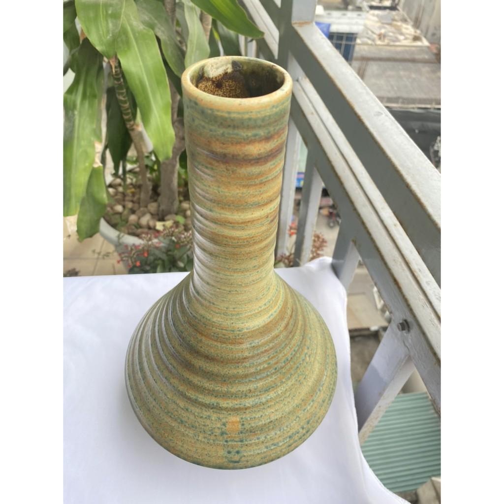 BÌNH HOA BÁT TRÀNG CAO CẤP MEN HỎA BIẾN MÀU VÀNG GỖ ĐỘC ĐÁO