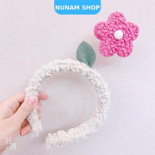 Cài tóc lò xo bông hoa lông xù dễ thương cute cho nữ Nunam Shop