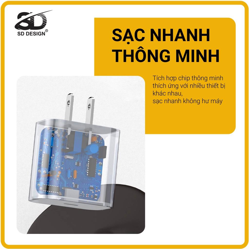 Củ Sạc Nhanh PD 20W SD DESIGN HG 06 sạc nhanh an toàn cho điện thoại Bảo Hành 1 đổi 1