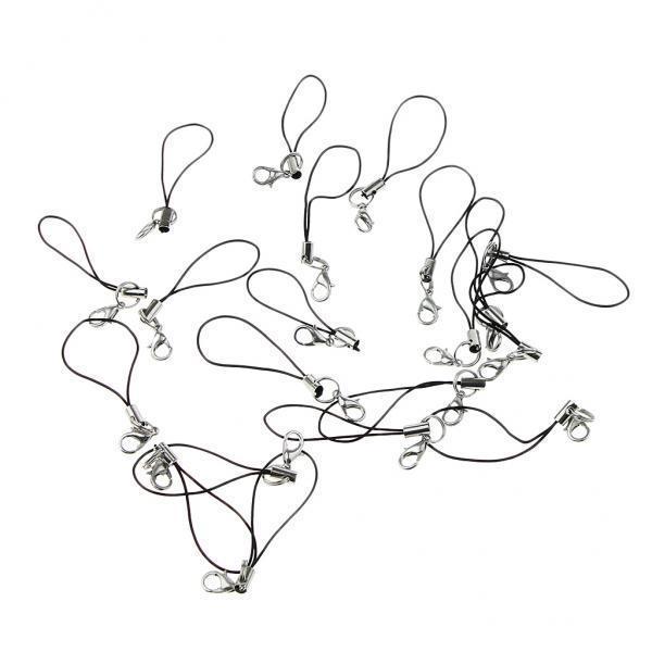 2X 20pcs DIY Mobile Cellphone Keychain Lanyard Charms DIY Rope Black