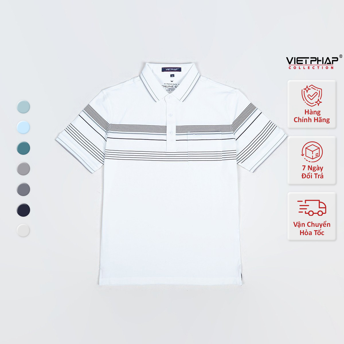 Áo Polo Nam VIỆT PHÁP Form Luxury - Thun 4 Chiều Lạnh lịch lãm, sang trọng 35698