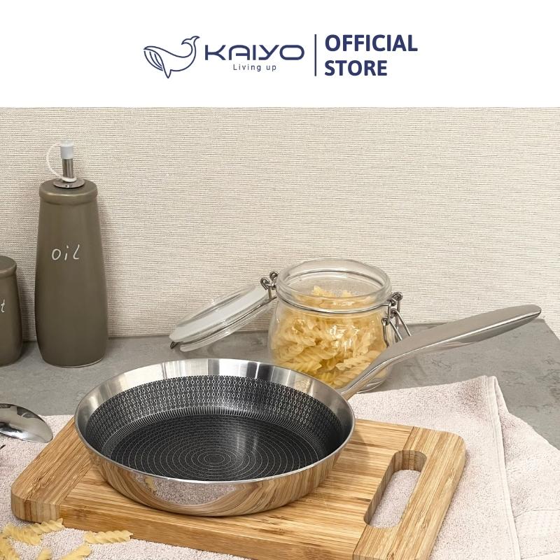 Chảo inox chống dính hoa văn nổi thân đáy liền 3 lớp tri-ply Kaiyo, size 20cm