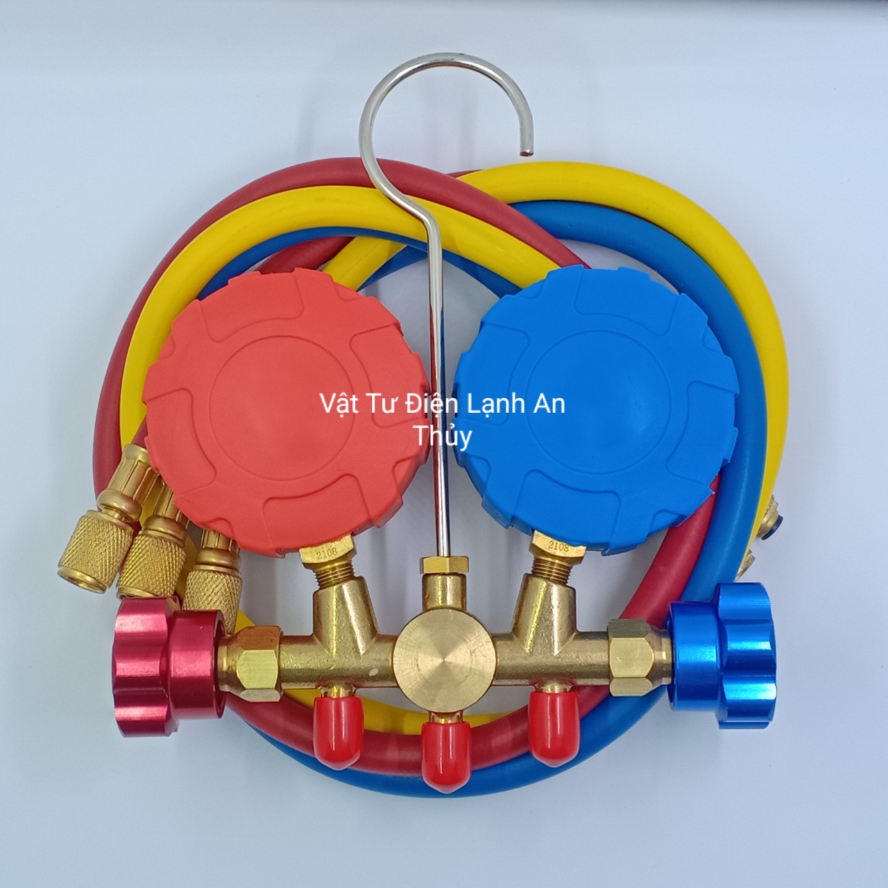 Đồng Hồ Đo Áp Suất Gas Máy Lạnh HS-536C, bộ đồng hồ đo nạp gas đôi hãng Hongsen kèm dây HS-536C