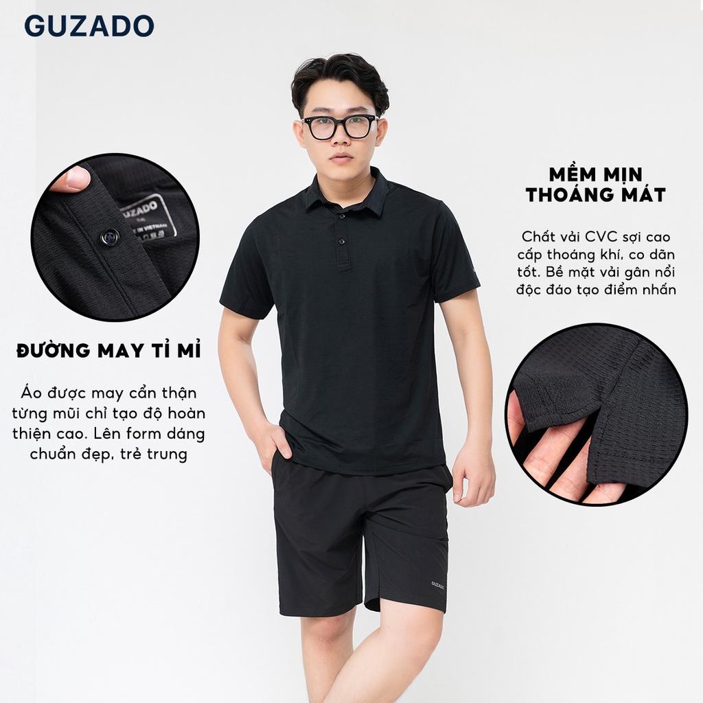 Bộ quần áo thể thao nam Guzado(4 Màu) Có Cổ,Chất Coolmax Thấm Hút Tốt,Vận Động Thể Thao Thoải Mái BPL2201